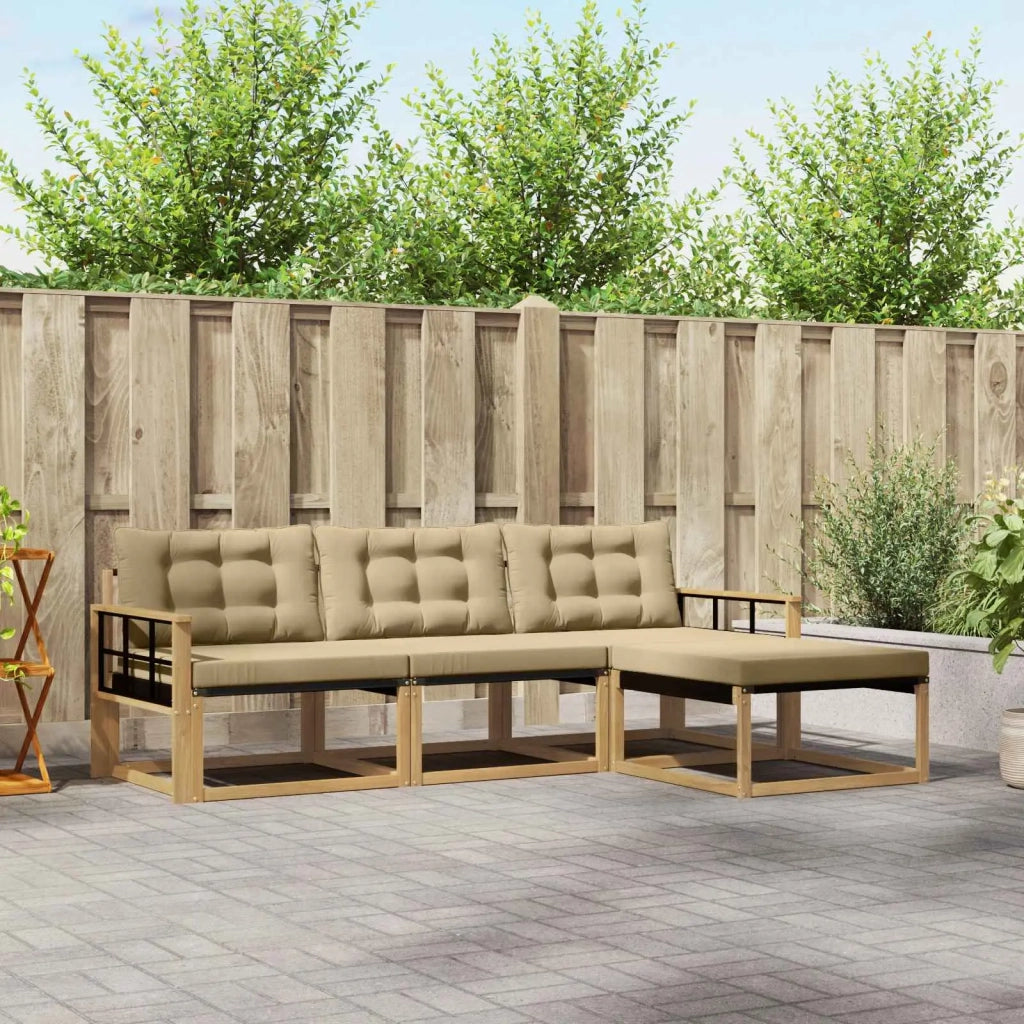 Set di divani da esterno con cuscino 4 pcs Bianco e Beige