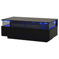 Tavolino moderno - Xylo - 90x45cm vetro temperato LED nero