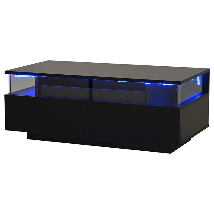 Tavolino moderno - Xylo - 90x45cm vetro temperato LED nero