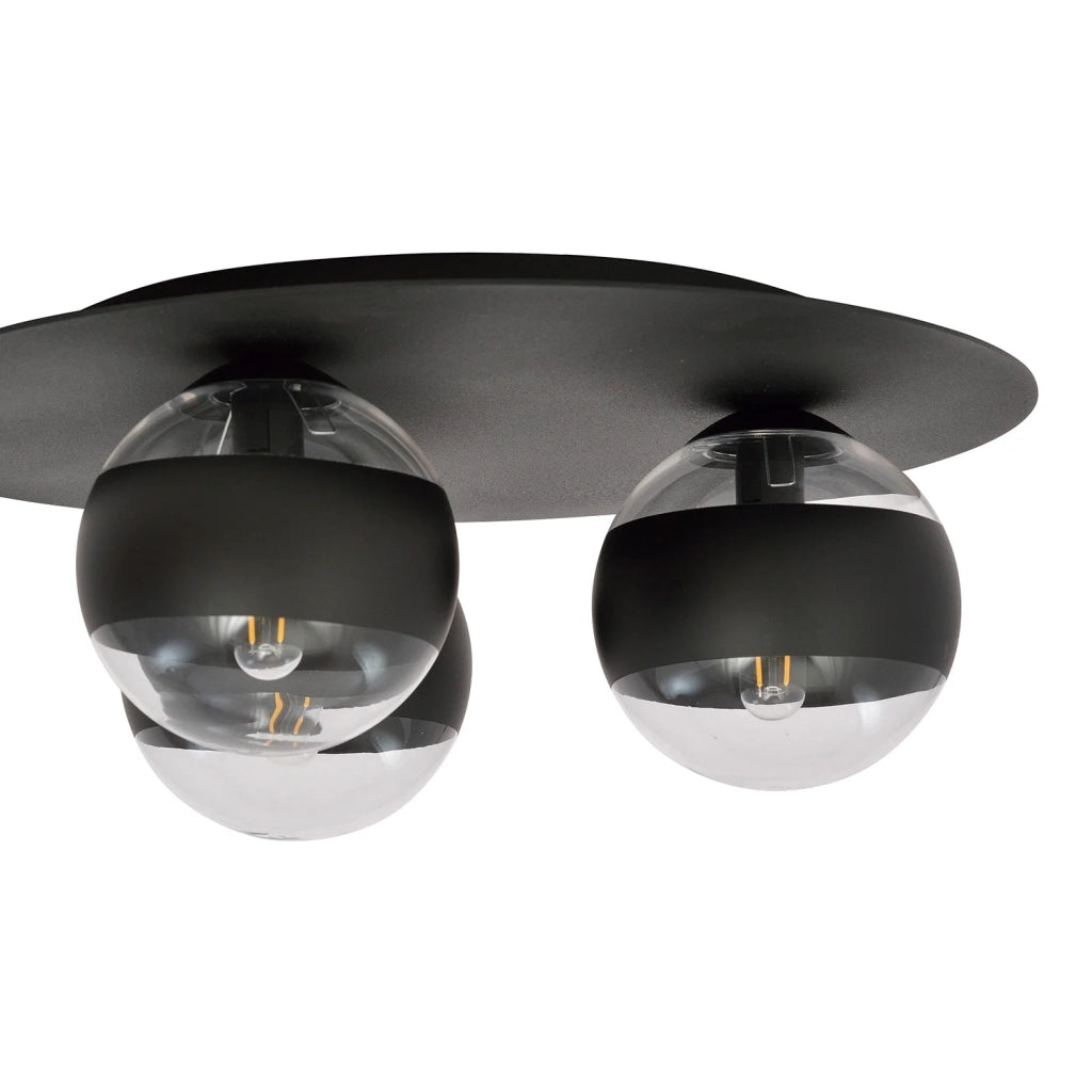 Plafoniera Minimal Mnemosine Acciaio Nero 3 Luci E14 Ip20