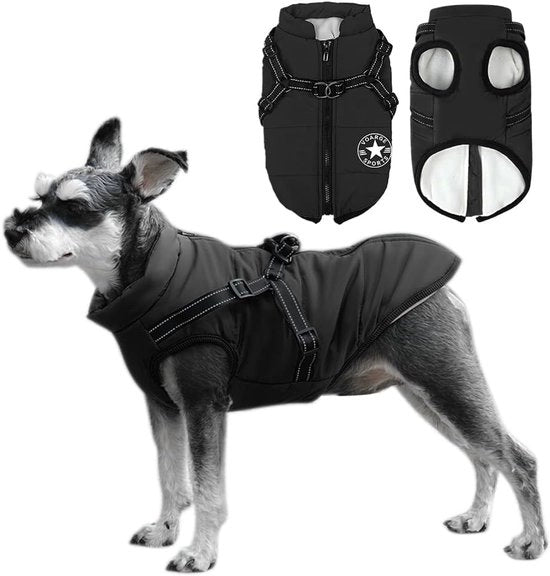 Giubbotto impermeabile per cani piccoli da neve - Strisce riflettenti - Lavabile in lavatrice - Taglia 4XL nero