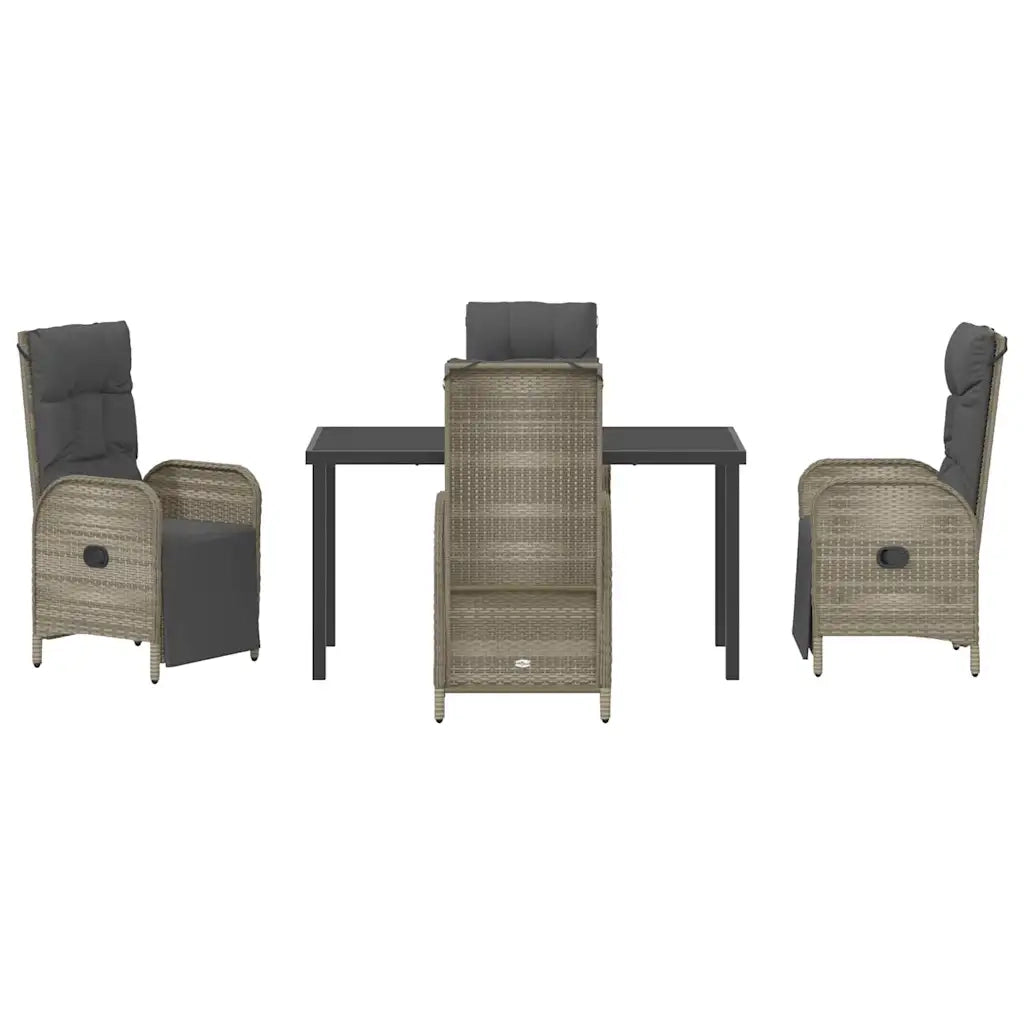 Set da Pranzo per Giardino con cuscino 5 pcs Grigio polyrattan