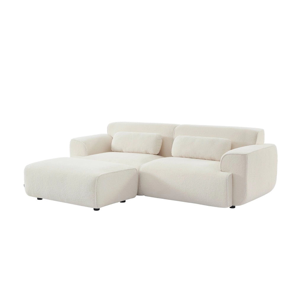 Poggiapiedi per divano wallas bouclé, 3 posti , crema