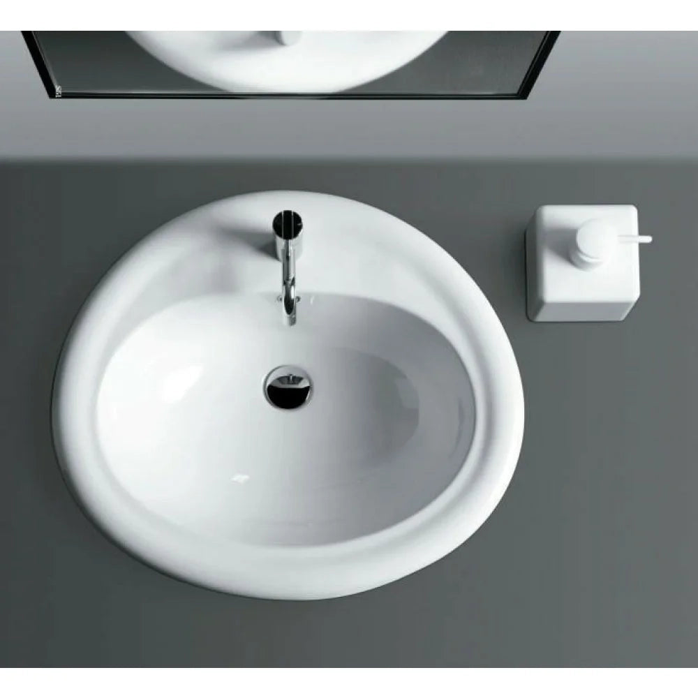 Monia lavabo incasso monoforo pr edisposizione 3 fori 63x56 bianc