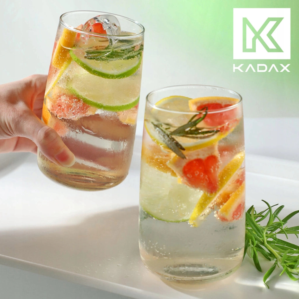 Set di 8 bicchieri da bibita KADAX da 480 ml, ideali come regalo.