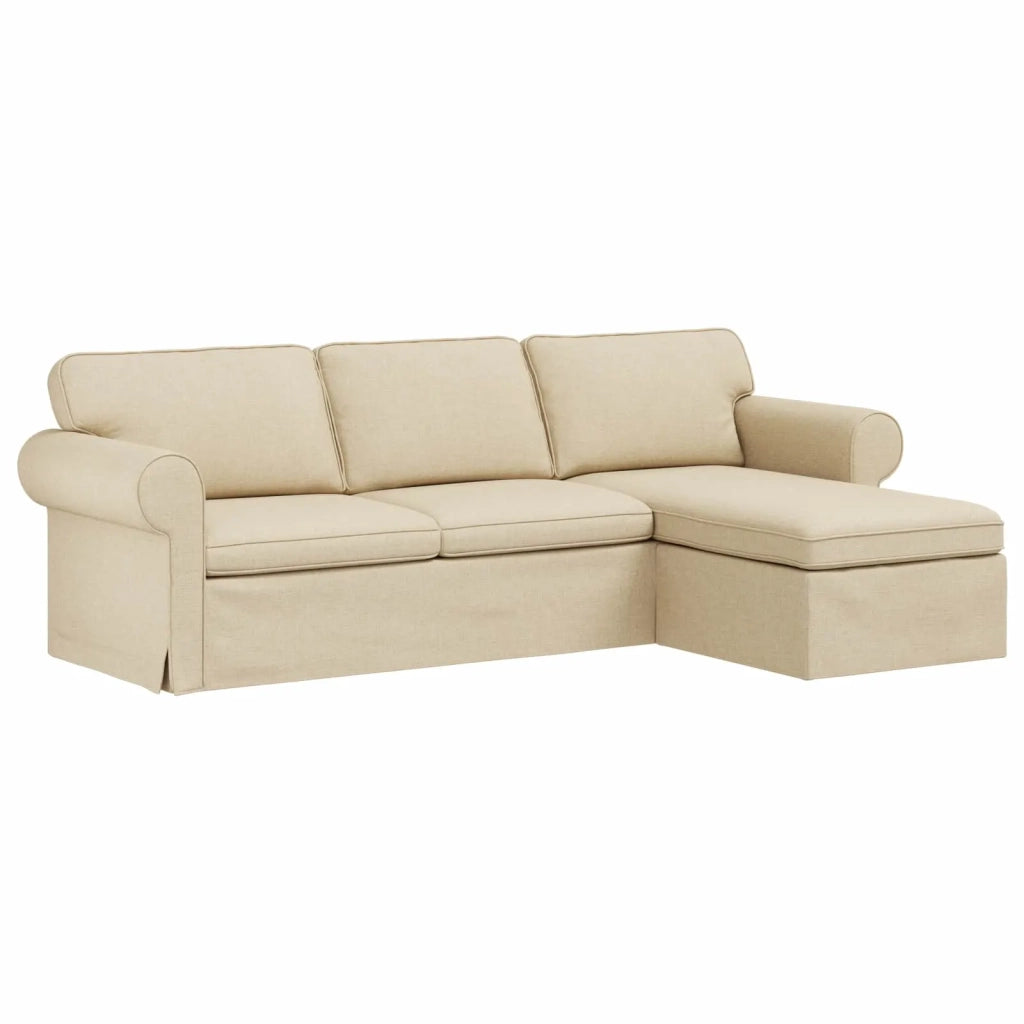 Divano Crema 245 x 138 x 80 cm Tessuto