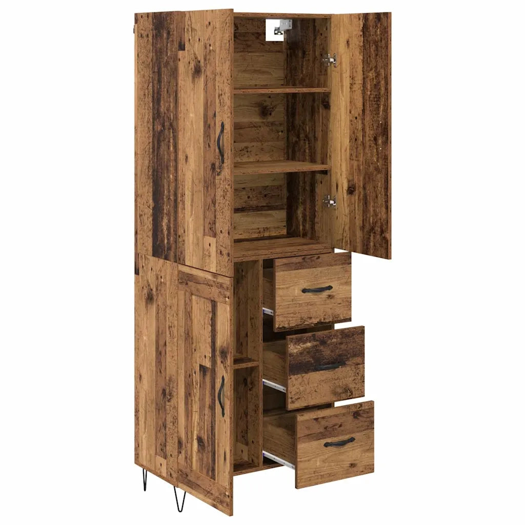 Credenza con cassetto 2 pz | Madia | Buffet da pranzo | Armadio da pranzo Legno vecchio Legno multistrato