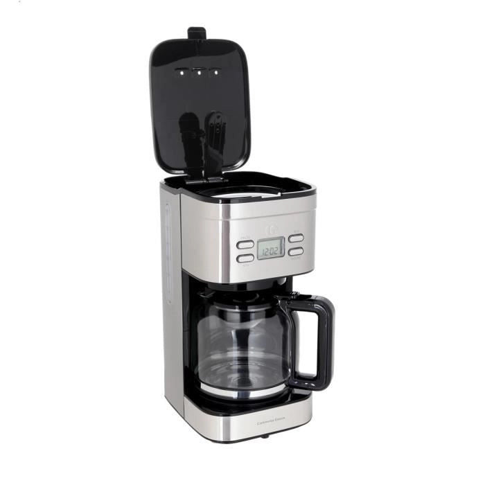 CONTINENTAL EDISON Caffettiera con filtro programmabile - CECF12TIX - 1,25 L - Acciaio inossidabile