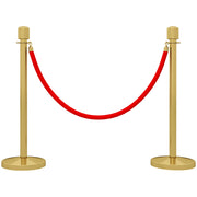Colonnine Segnapercorso in Acciaio Inox Oro con Corda Vellutata Rossa di 1.5 m e Base Riempibile,, ?32x96 cm