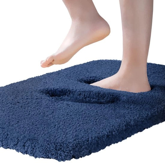 Matte da bagno extra spessa, matrice antiscivolo, matrice assorbente da bagno, matrice da bagno morbida, matrice da bagno a microfibra, lavabile in lavatrice, 50 x 80 cm, blu marino
