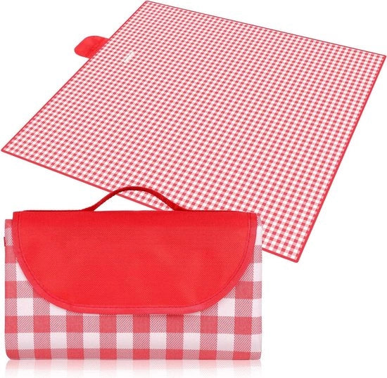 Pavillon da bagno impermeabile - 200 x 200 cm - materasso con cinturino - trasportabile e ripiegabile - tappeto esterno per viaggi festival camping parco picnic spiaggia - rosso e bianco