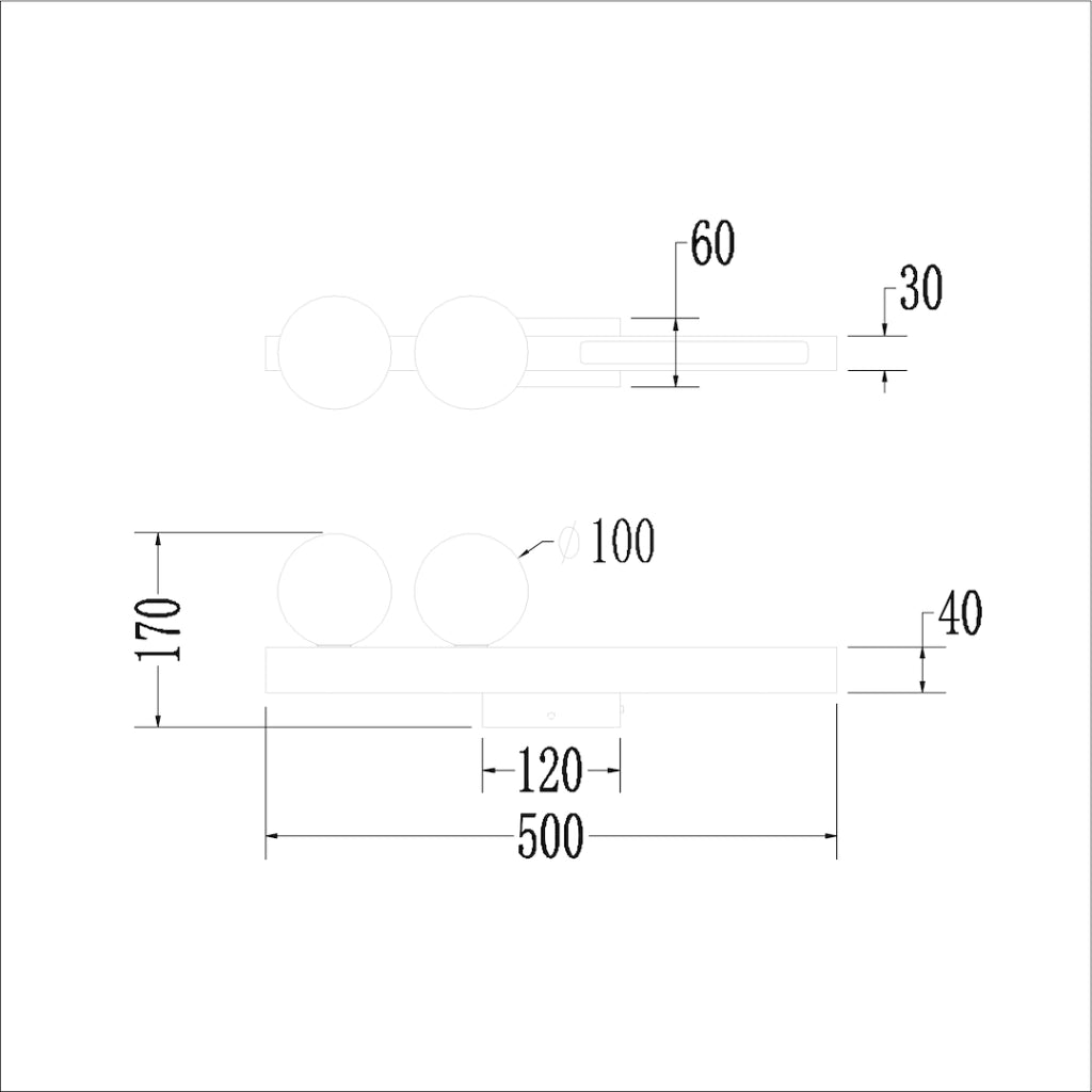 Applique Magnet nero/bianco LED 13W 2xG9 sfere Milagro