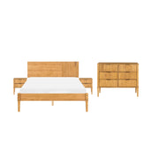 Set da camera da letto in legno di pino con letto matrimoniale 2 comodini e cassettiera a 6 cassetti 120 x 200 cm marrone chiaro stile scandinavo