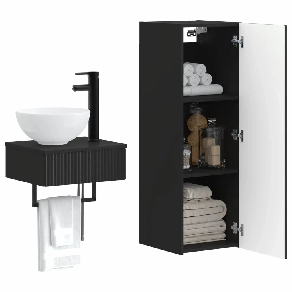 Set di mobili per il bagno 2 pz Nero 33 x 34,5 x 100 cm 3406094