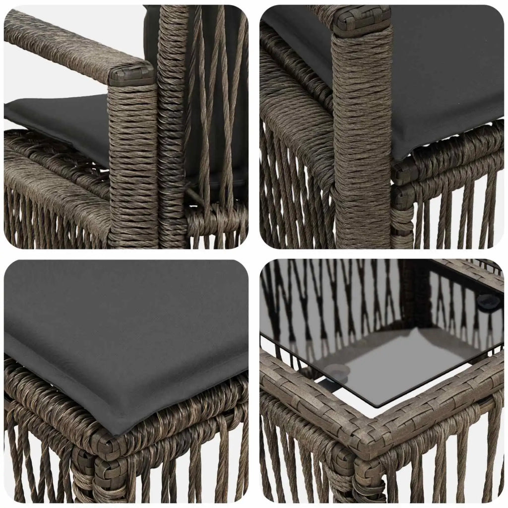 Set Divano da Giardino 9 pz Grigio polyrattan 3435659