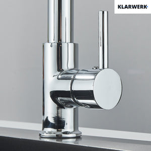 Bernd | Rubinetto cucina gastronomia restaurante cromato con molla|flessibile in acciaio inossidabile|Il miscelatore può essere Alta pressione 2 porte