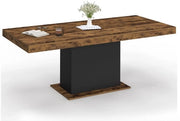 Tavolo da Pranzo Estensibile 160-200 cm - Stile Antico - Tavolo da Cucina Industriale con Pedana Centrale in Metallo Nero - Tavolo Quadrato per 6 a 10 Persone - Design Vintage