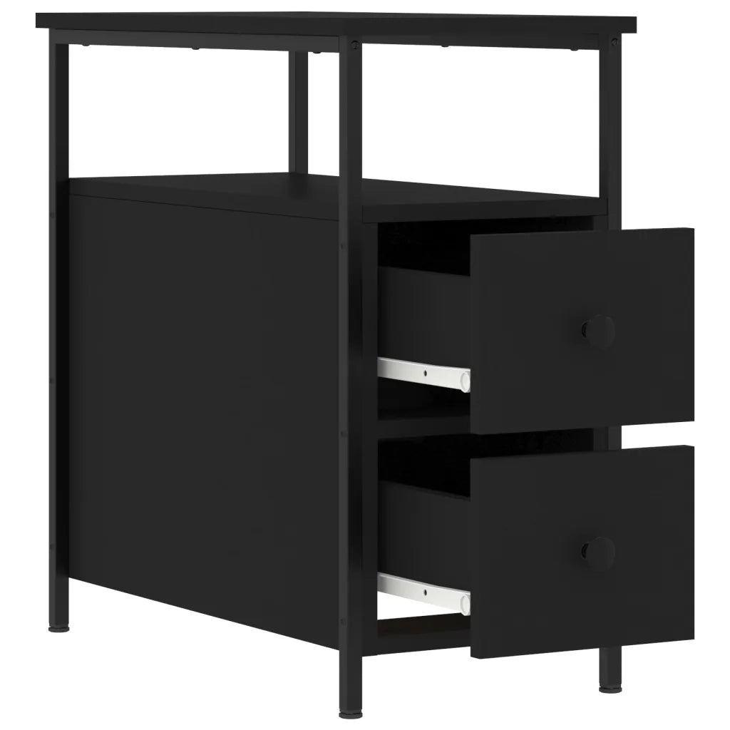 Set di 2 Comodini | Armadio da Notte | Mobiletto da notte Neri 30x60x60 cm in Legno Multistrato