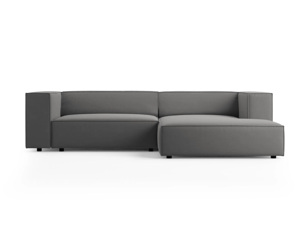 Cosmopolitan Design - Divano angolare destro "Arendal" 3 posti in velluto cemento 