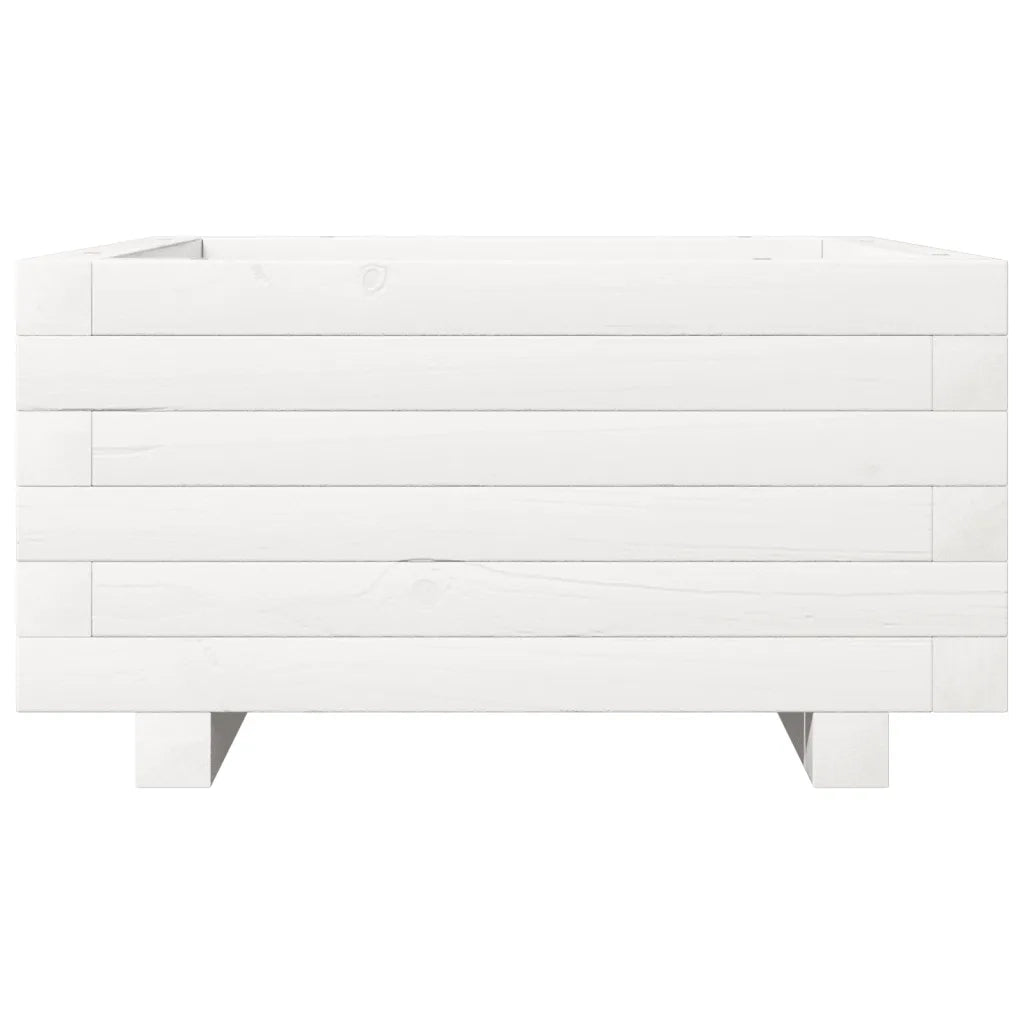 Fioriera da Giardino Bianca 50x50x26,5cm Legno Massello di Pino