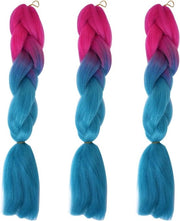 Set di 3 estensioni capelline intrecciate in ombre perla dal rosa al blu marino - 61 cm di lunghezza - 100 g/unità