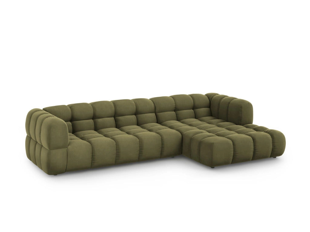 Cosmopolitan Design - Divano angolare modulare destro "Sky" 4 posti in velluto verde chiaro 