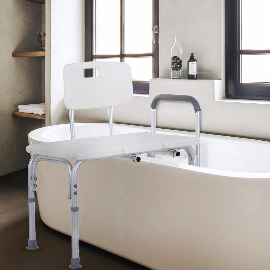Sgabello doccia regolabile con schienale ¨C Xylo ¨C bianco 74x53x80-92cm