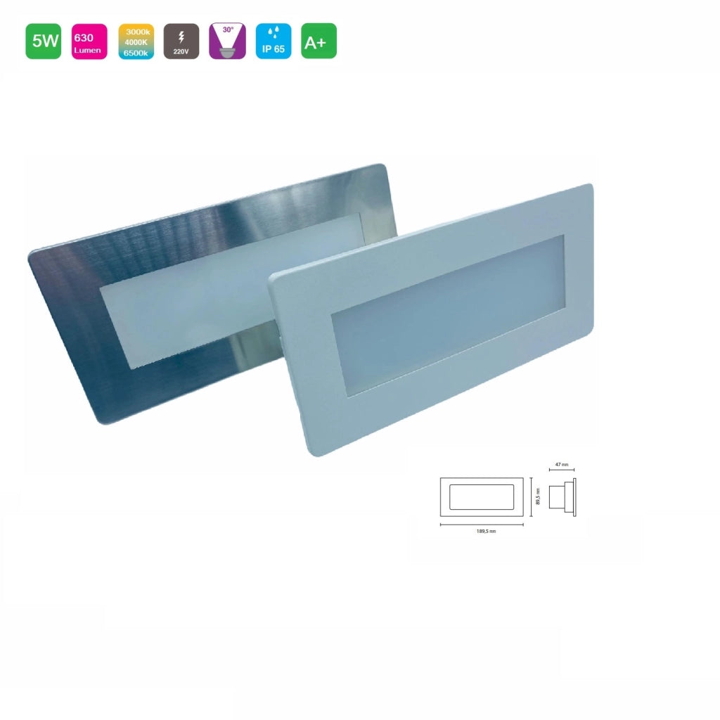 Faretto Segnapasso led IP65 compatibile per scatola 506 da 5W CCT cambia 3 Tonalità Luce Bianca
