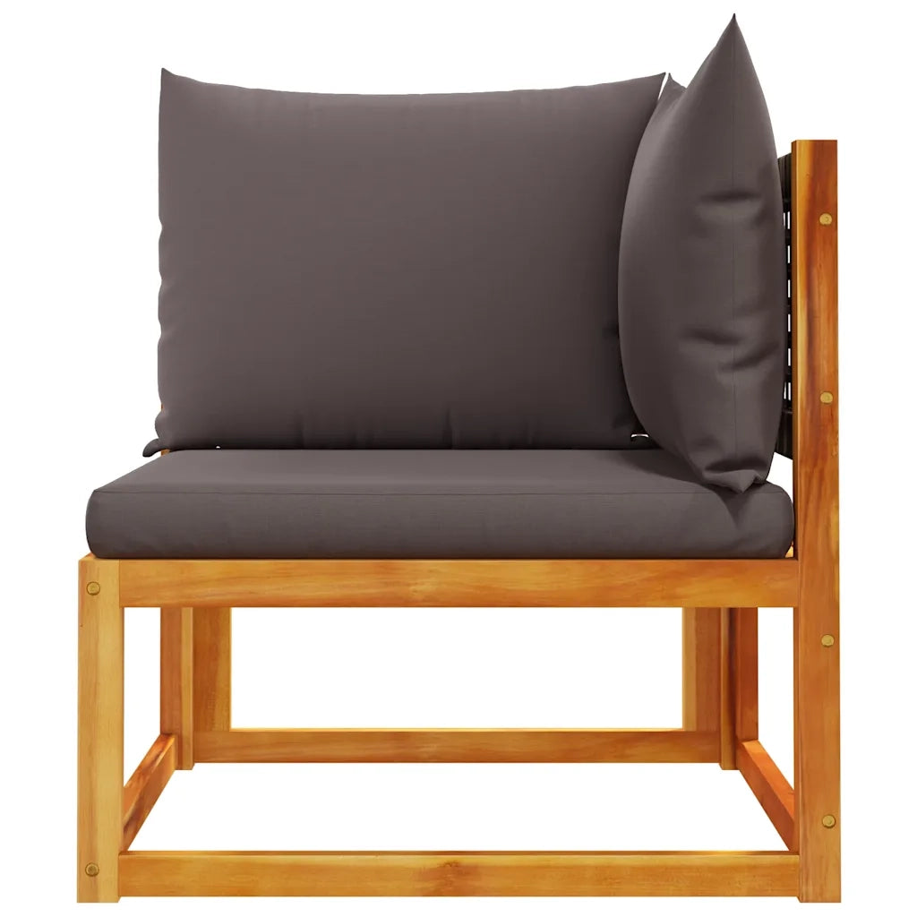 Divano da giardino angolare con cuscini in legno di acacia e rattan 4008172