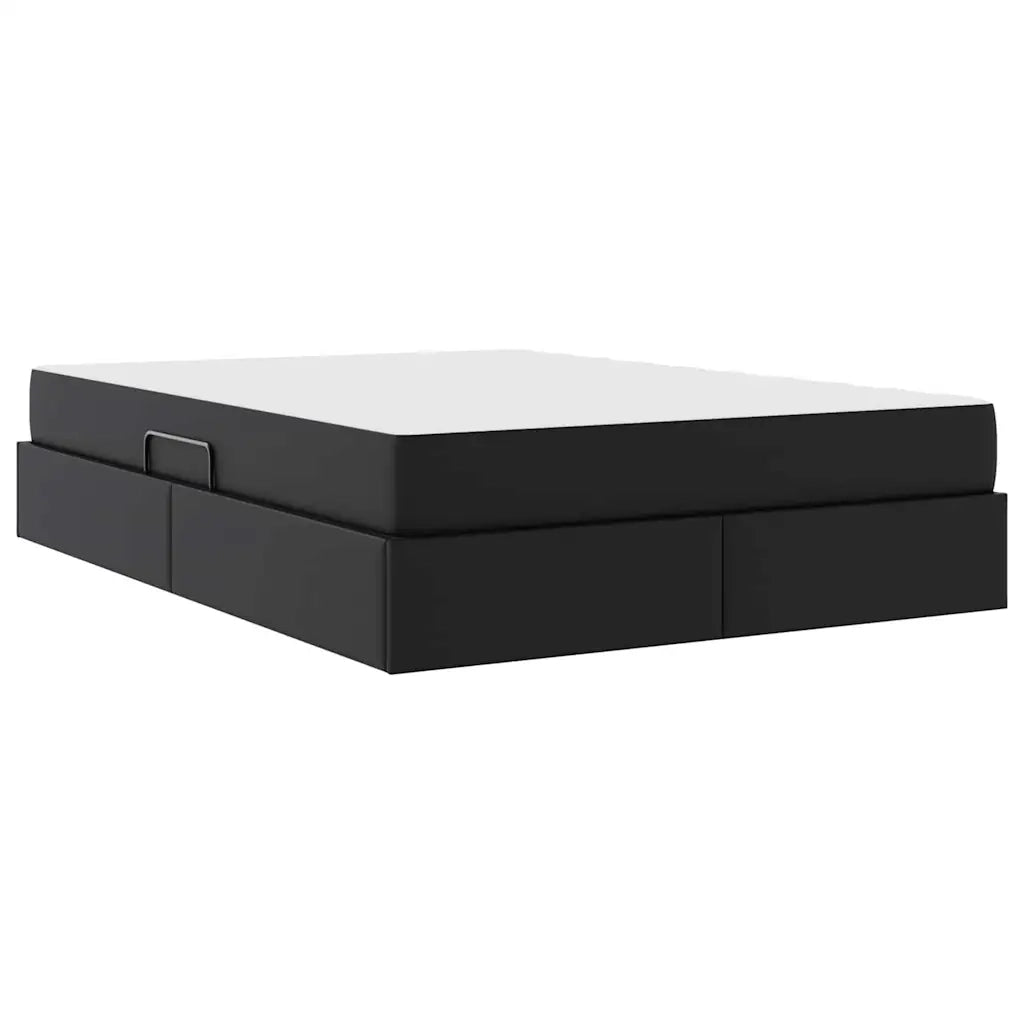 Letto con contenitore e materasso 2 pcs Nero Pelle 3399608