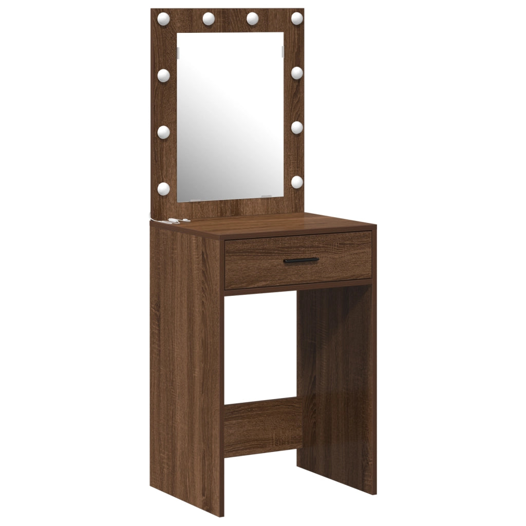 Tavolo da toeletta con luci LED Rovere marrone 50x41x135 cm