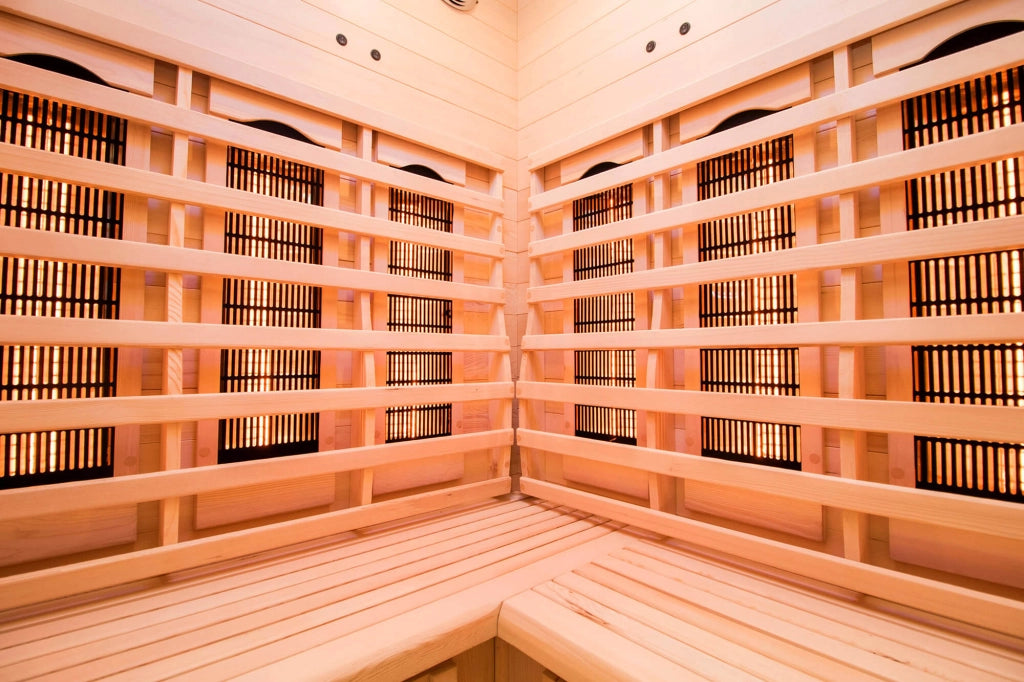 Sauna Finlandese ad Infrarossi 2/3 Posti 120x120 cm H190 in Legno di Abete Apollon 2C