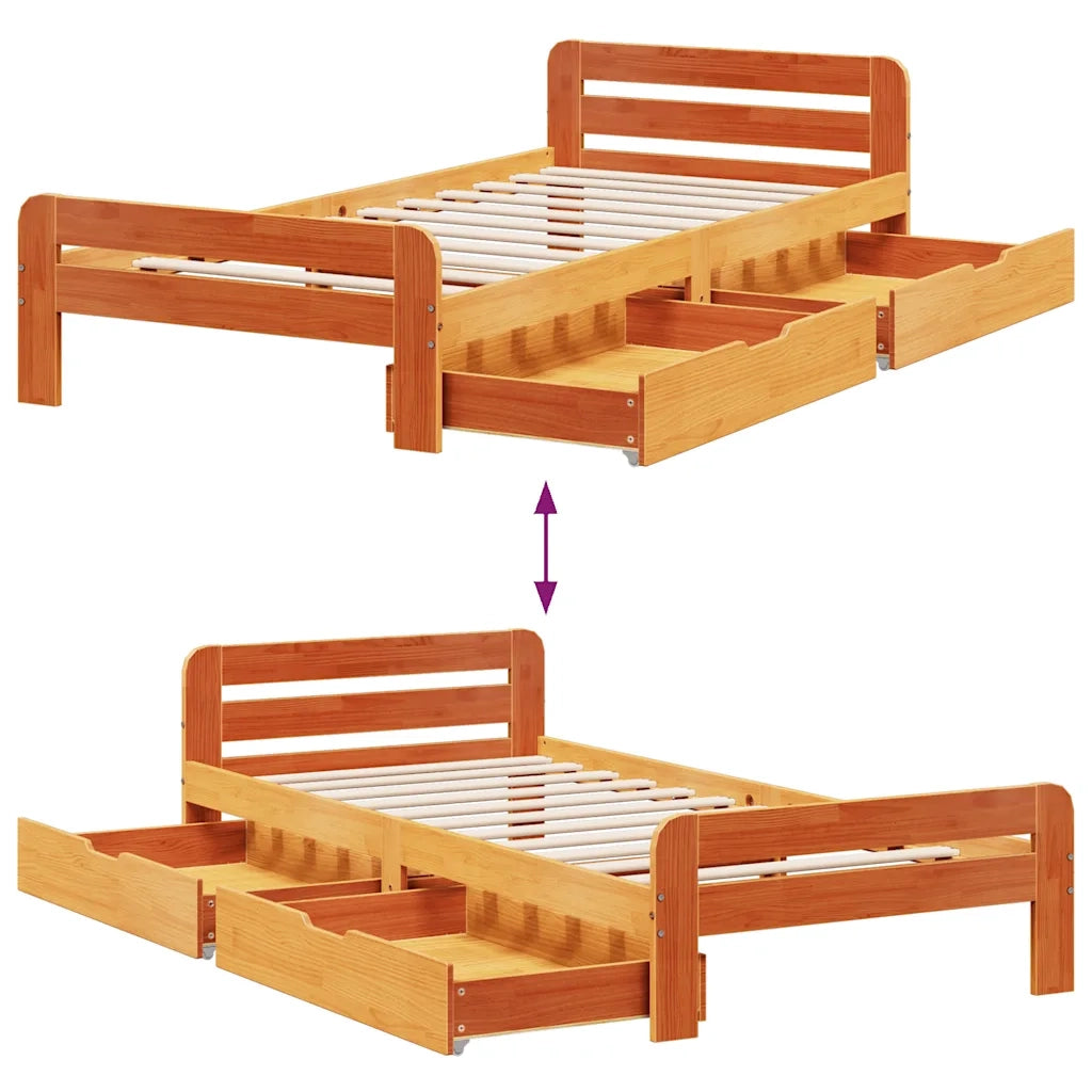 vidaXL Letto senza Materasso Marrone Cera 75x190 cm in Legno di Pino
