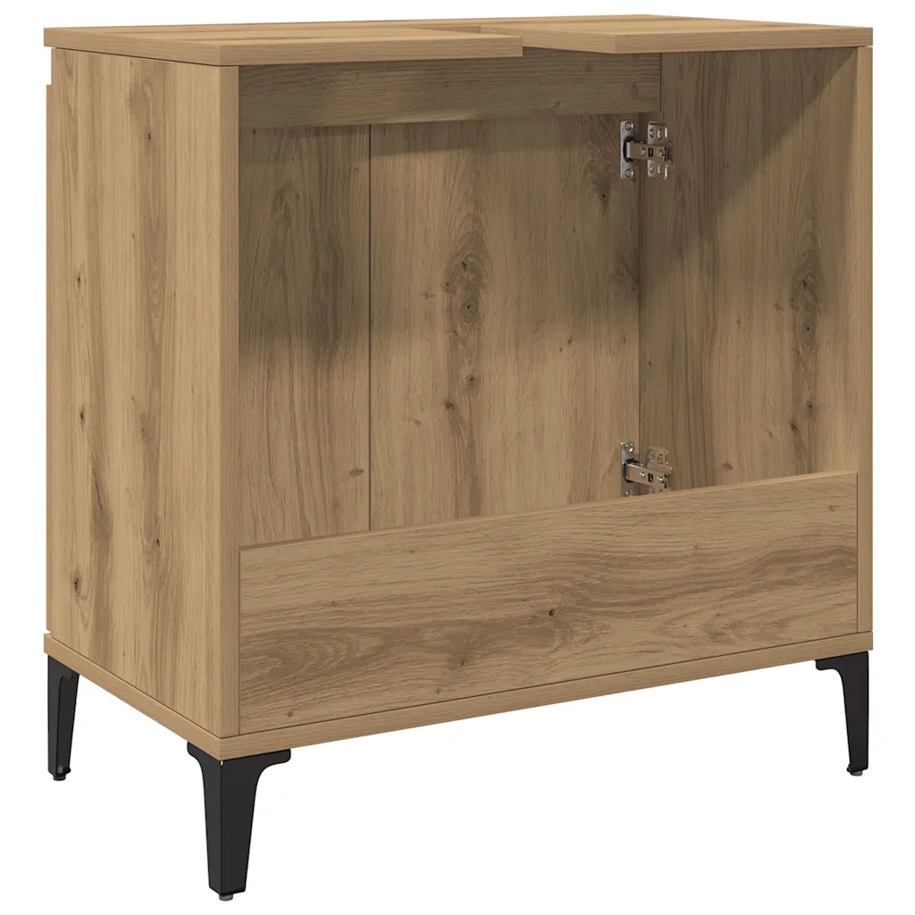 Mobile Lavabo-Armadietto da bagno Rovere Artigianale 58x33x60 cm Legno Multistrato 389117
