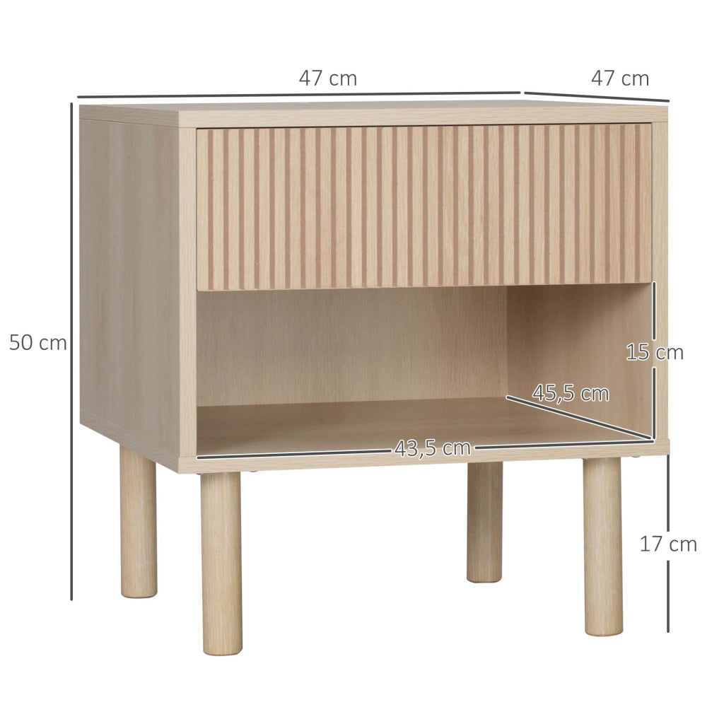 Comodino ¨C zephmum ¨C legno naturale 47x47x50 cm