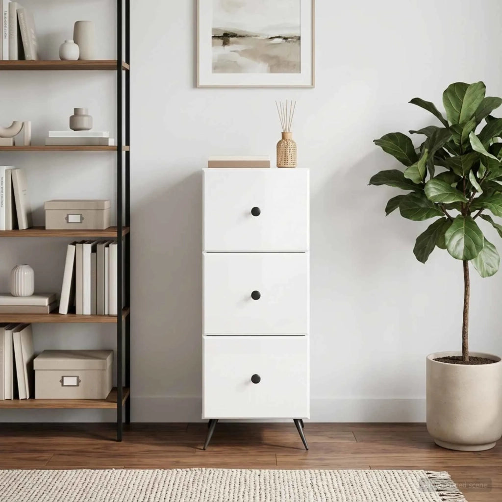Mobile con Cassetti Bianco Lucido 33 x 34,5 x 90 cm 895539