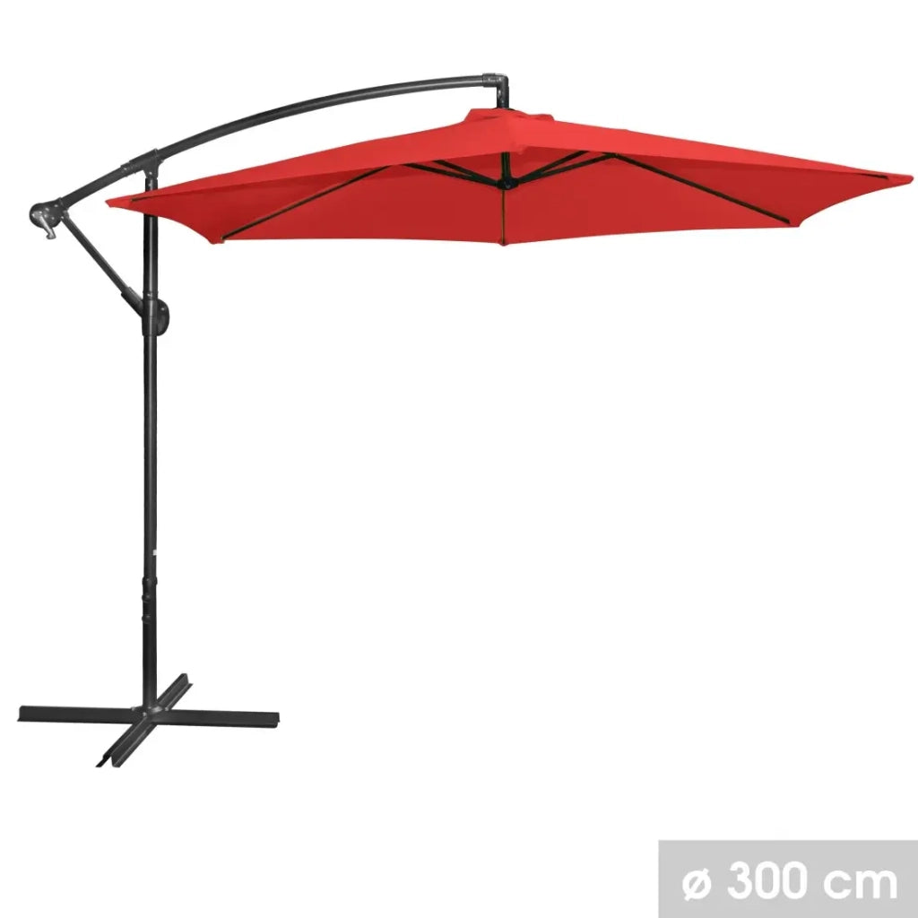 Ombrellone decentrato rotondo rosso - Diametro 300 cm