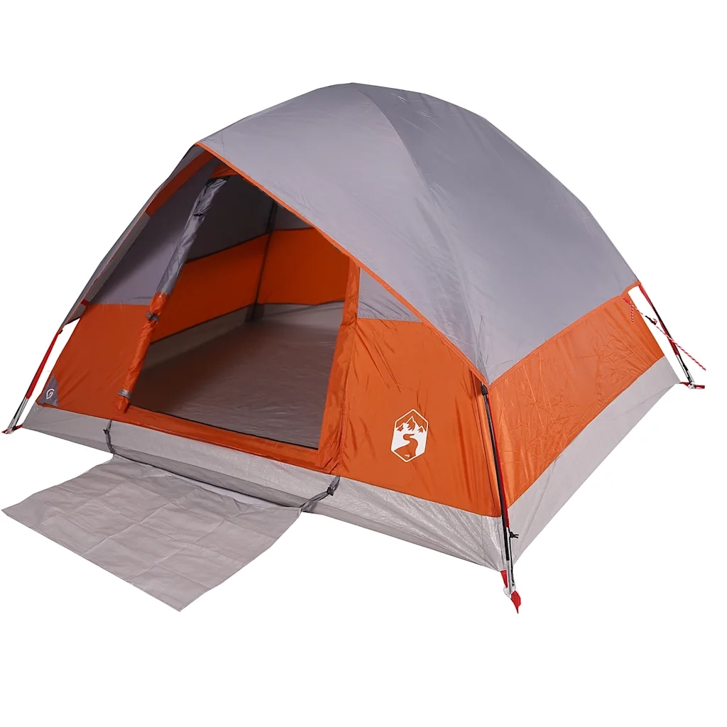 Tenda da Campeggio a Cupola 3 Persone Grigio e Arancione Impermeabile 94697