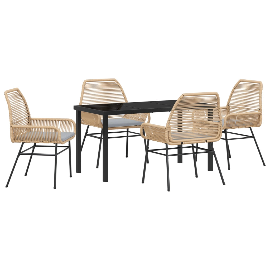 Set da pranzo da giardino 5 pezzi con cuscini Marrone Polyrattan