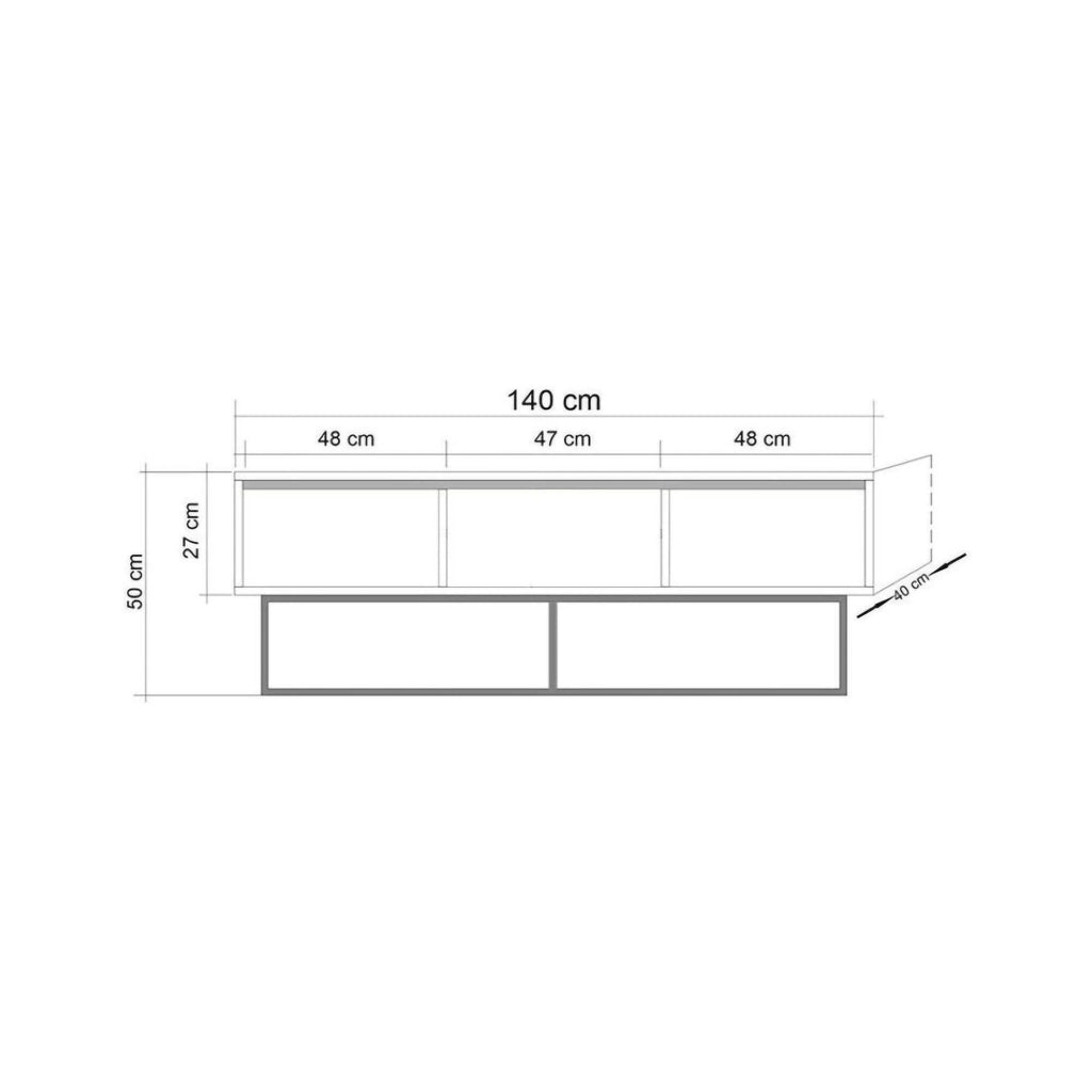 Mobile porta TV Iginia, Credenza da soggiorno, Armadio basso per TV, Base parete attrezzata, 140x40h50 cm, Noce e Nero