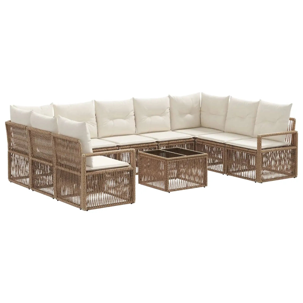 Set Divano da Giardino 10 pcs Beige polyrattan