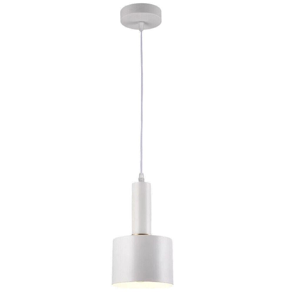 Trade Shop - Lampadario A Sospensione Soffitto E27 Lampada Pendente Minimal Per Cucina Isola Snack A22 - Bianco