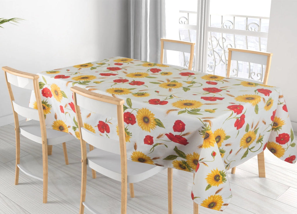 Tovaglia Cucina Copritavolo In 100% Cotone Made Italy Disegno Girasoli RP - 140x140 - Girasoli