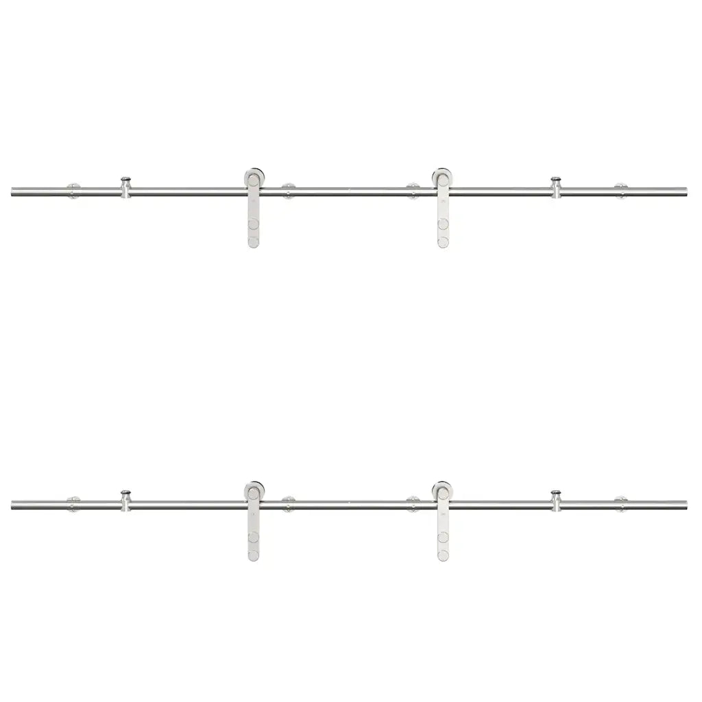 Kit Binari Porta Scorrevole 183 cm Acciaio Inossidabile Argento 3295765
