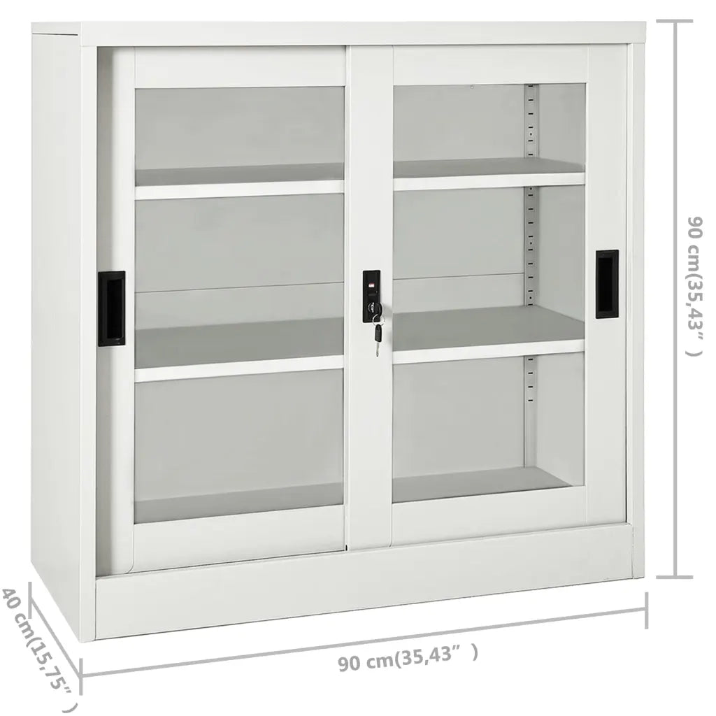 Armadio con Ante Scorrevoli Grigio Chiaro 90x40x90cm in Acciaio cod mxl 46136