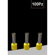 Trade Shop - Confezione 100 Pz Tubetto Capicorda Isolato Per Cavi 16mm² Terminale 12mm E16-12 - Giallo
