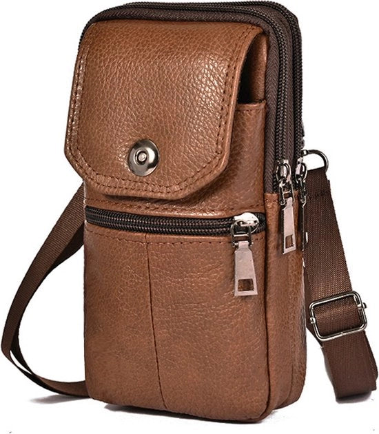 Riemtas con Cinturino per Uomini - Borsa a Spalla & Tasca per Telefono e Borsa per Spalla - Borsa Compatta - Regalo Perfetto ( giallobruno 19*11.5*6cm )