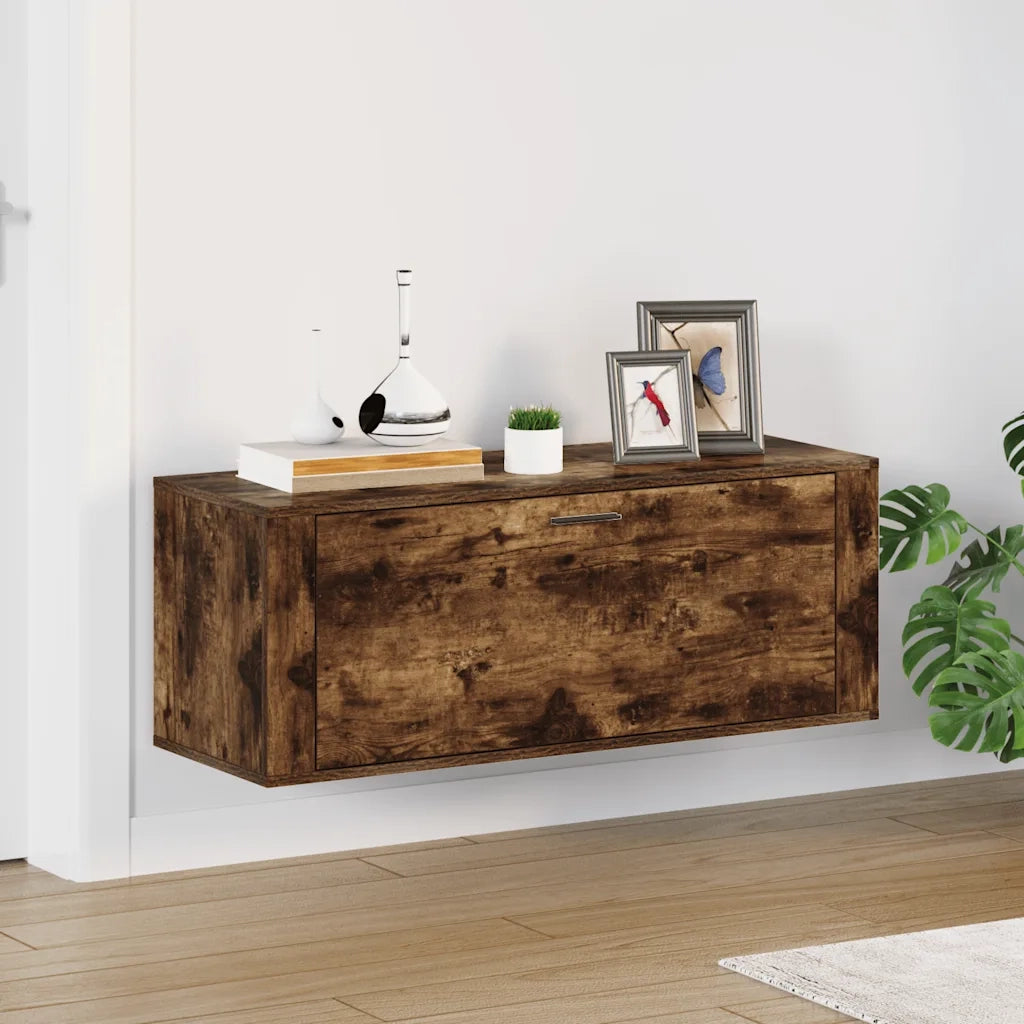 Scarpiera | Mobile per scarpe a Muro rovere fumo 100x35x38cm in Legno Multistrato