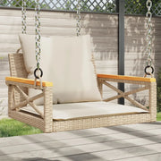 Panchina a Dondolo con Cuscini Beige 63x62x40 cm in Polyrattan 368175