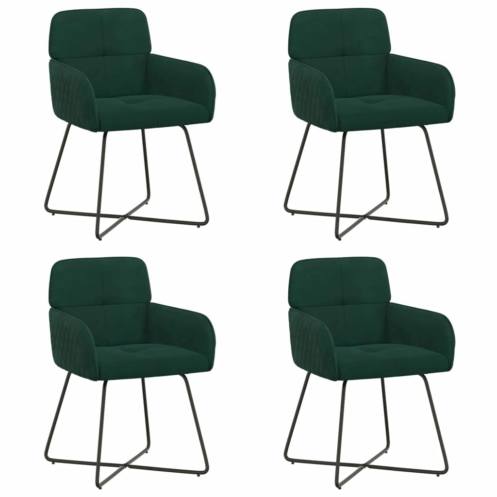 Sedie da pranzo 4 pz Velluto Verde Scuro 59 x 56,5 x 86 cm 3428211
